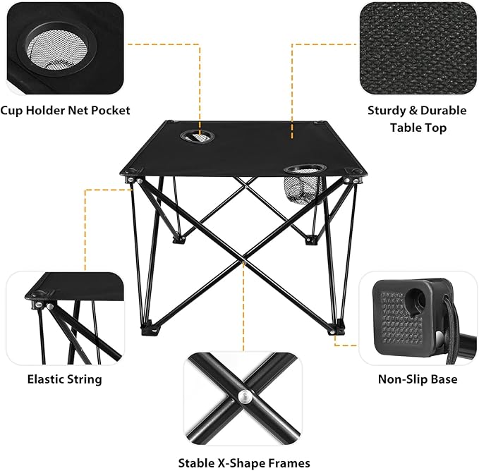 Moclever Foldable Camping Table – Ultralight Portable Table with Cup Holders &amp Carry Bag Perfect for Outdoor Adventures Picnic Beach BBQ Hiking &amp Home Use