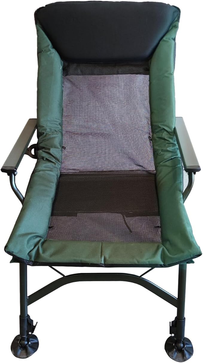 Camping Lounge Chair Portable Folding Reclining Camping Chair with Adjustable backrest for Indoor and Outdoor Camping Beach Hiking Fishing Green+Black
