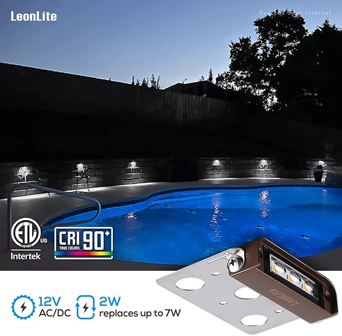 LEONLITE 8-Pack Premium Series 4 Inch 2W LED Retaining Wall Lights Swivel Hardscape Lighting Low Voltage LED Landscape Lights 12V Hardscape Paver Light Outdoor Step Light 5000K Daylight ETL