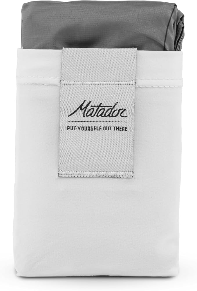 Matador Pocket Blanket 4.0 - White (Seats 2-4) Foldable Picnic and Concert Blanket Sand Proof Beach Blanket with Stakes Picnic Tarp Outdoor Blanket for Grass
