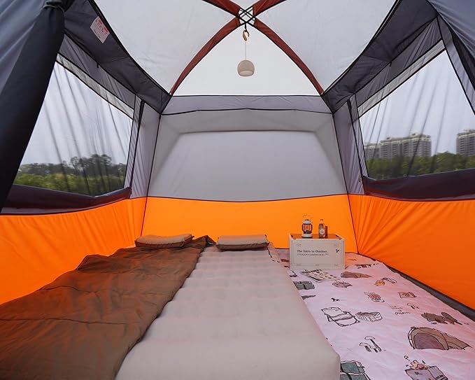 Vidalido 3-4 Person Tent with 1 Mesh Door and 2 Large Mesh Window Double Layer Waterproof Portable Family Cabin Tent 4 Person Tents for Outdoor Camping Hiking