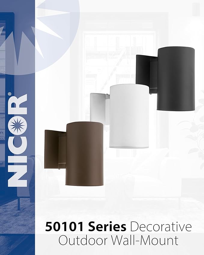 NICOR Lighting 7 inch Decorative Black Wall Mount Down Light (50101BK)
