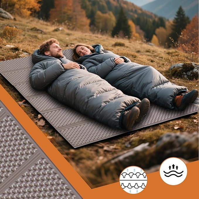 Double Sleeping Pad Closed Cell Foam Pad with Bag for Camping Backpacking Lightweight Mat 72 x 45.67 in Moisture-Proof Mattress Portable for Outdoor Hiking Mountaineering