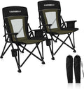 Camping Chair Portable Folding Lawn Chair Comfortable Hard Arm Sturdy for Family Camp Outdoor Sports Beach Travel Support 400 lbs Black&ampGreen