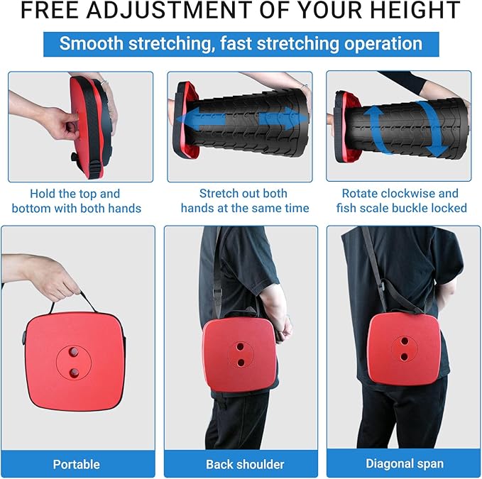 Upgraded Square Folding Stool Max Load Capacity 485lbs Portable Collapsible Seat Telescoping Foldable Stool for CampingFishingHikingTravel Red