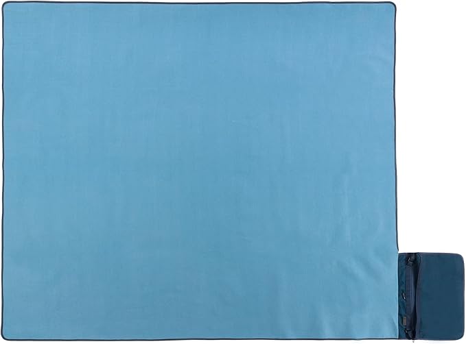 ONIVA Blanket Tote XL Outdoor Picnic Blanket 70x80 Foldable Beach Blanket with Fleece Top Water-Resistant Backing Strap &amp Pocket Portable Mat for 4-5 People by Picnic Time (Dusty Blue)