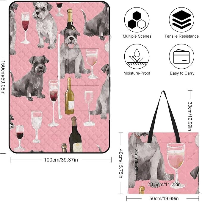 Zipper Schnauzer Style Picnic Mat Suitable for Travel Camping Park Or Home Use
