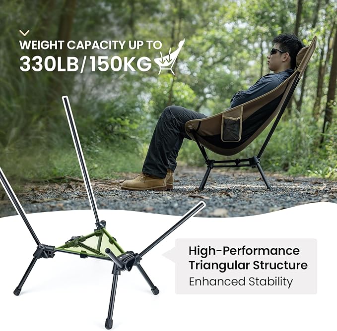 ONETIGRIS Tigerblade High Back Camping Chair with Pillow Design Comfortable Widened Seat Folding Chair