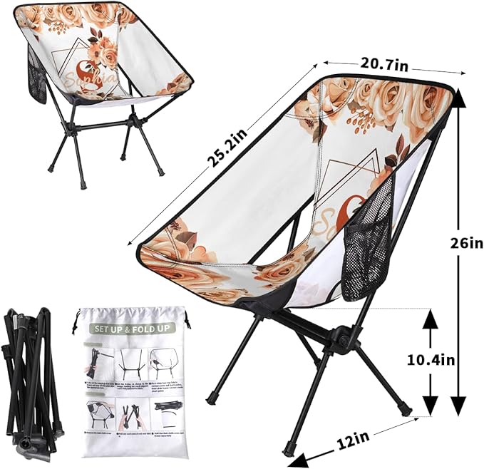Camping Chair Personalized Backpacking Chair Lightweight Portable Folding Customized Name Chairs for Beach Sport Hiking (Brown)