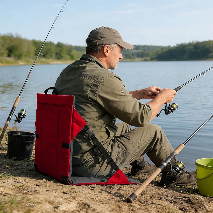 Folding Stadium Seat Cushion with Backrest Portable Bleacher Pad for Camping Fishing15.8'' x 16.5''Lightweight Chair with Backrest for Outdoor Sports and Concerts