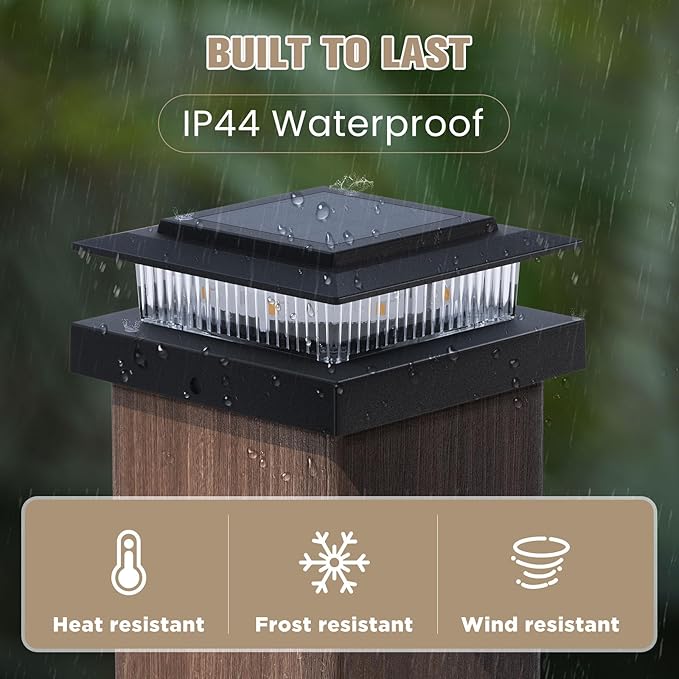 Post Cap Lights 16pack 4x4 Deck Fence Post Solar Lights Outdoor with Warm White LightingBlack Waterproof Solar Post Lights for Vinyl/Wood Posts to Decorate Fence DeckGarden Patio