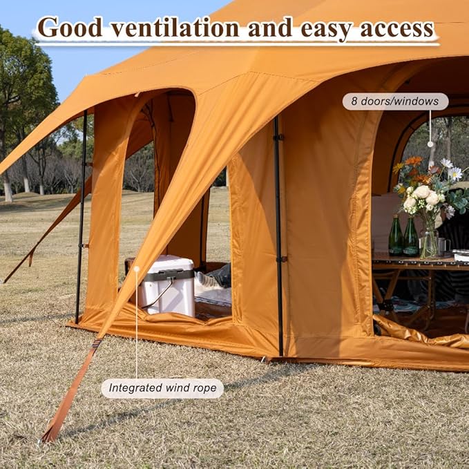 TOMOUNT Canvas Bell Tent Wall Tent with Stove Jack for Camping Glamping Yurt Dia.16.4ft*9.2ft