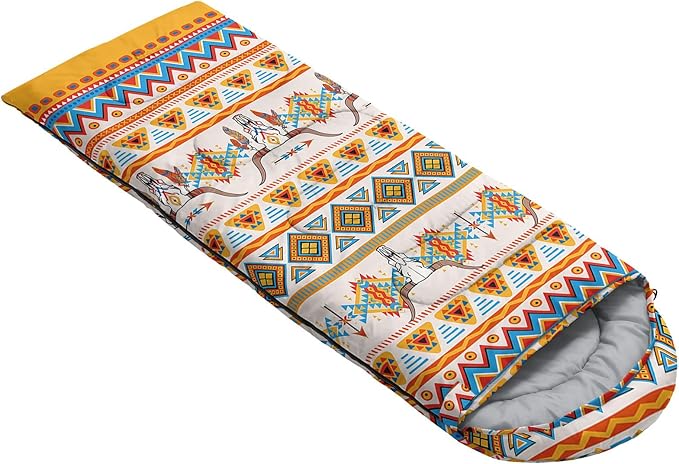 Kids Sleeping Bag for Boys GirlsBohemian Cowboy Print-Lightweight Warm Portable Outdoor Indoor-Waterproof Cold Weather Resistant Sleeping Bag for Camping Hiking
