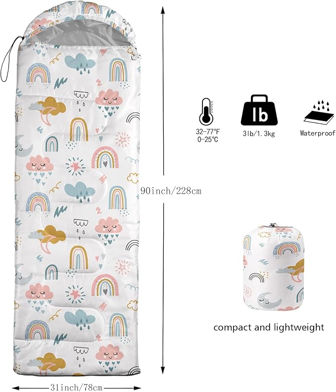 BSNTHO Camping Sleeping Bags3 Season Warm &amp Cool WeatherLightweightWaterproof Sleeping Bags for Adults &amp KidsTravelingand OutdoorsCamping Gear Equipment