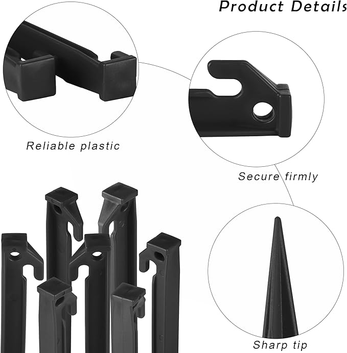 ADXCO 24 Pieces Plastic Inflatables Stakes 8.8 Inch Yard Stakes Anchor Replacement Inflatable Decoration Stakes Heavy Duty Camping Tent Stakes for Christmas Halloween Home Garden Black