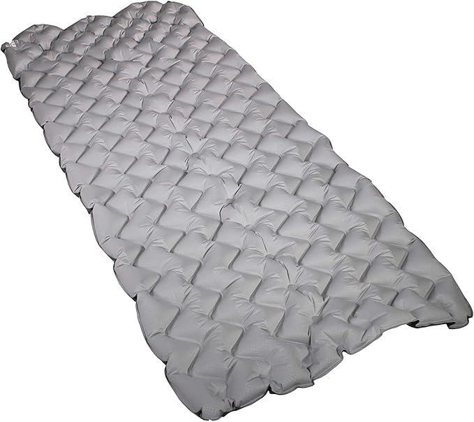 Disc-O-Bed XL Quilted Disc-Pad Portable Camping Cot Accessory Inflatable Mattress Sleeping Pad with Patch Kit and Carry Bag Gray