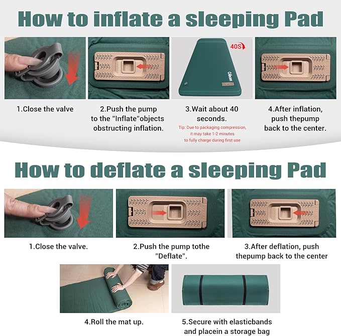 Self Inflating Sleeping Pad with Electric Pump and Pillow 3.15 Ultra-Thick Memory Foam Camping Pad Portable 4-Season Camping Mats Pad Cushions Camping Essentials Gear for Travel Tent Car