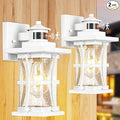 2 Packs White Motion Sensor Outdoor Lights - Advanced Dusk to Dawn Outdoor Lighting Waterproof Exterior Light Wall Mount Fixtures Anti-Rust Porch Outside Lights Wall Sconce for House Garage Square