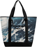 Insulated Shopping BagLarge Reusable Cooler Bags Beach Foam Wave Printed Foldable Shopping BagTravel Waterproof Shoulder Bag