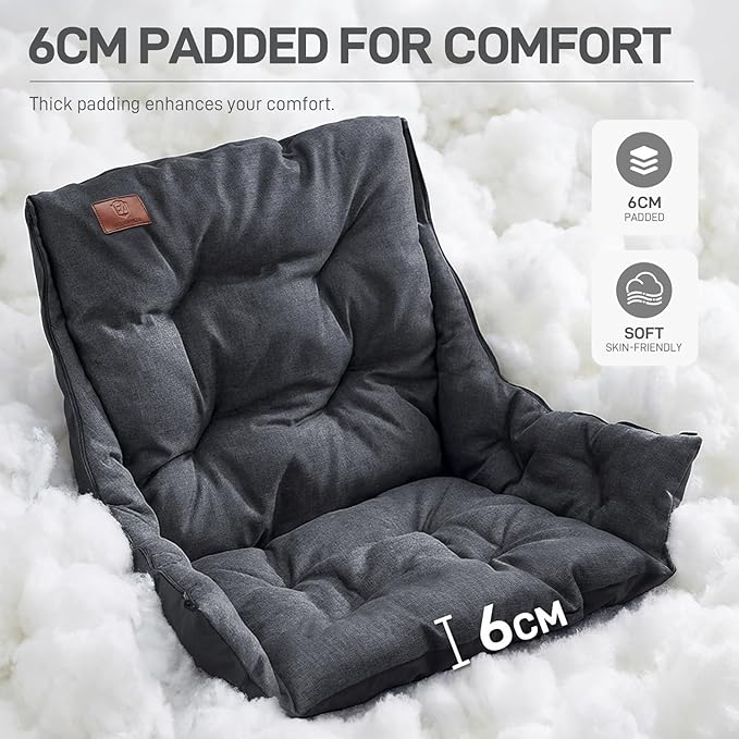 EVER ADVANCED 2 Set Camping Chair with Detachable Cushion Mesh Chair for Adults Foldable Oversized Heavy Duty Folding Chair with Cooler Mesh Pocket Cupholder Outdoor Fishing Supports 400LBS Black