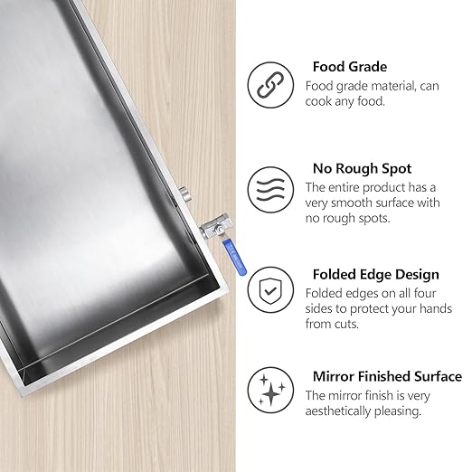 Marada Maple Syrup Evaporator Pan with Dual Interface Steam Table Pan304 Stainless Jam Food Chafing for Home Outdoor Cooking (30L x 16W x 9.5H)