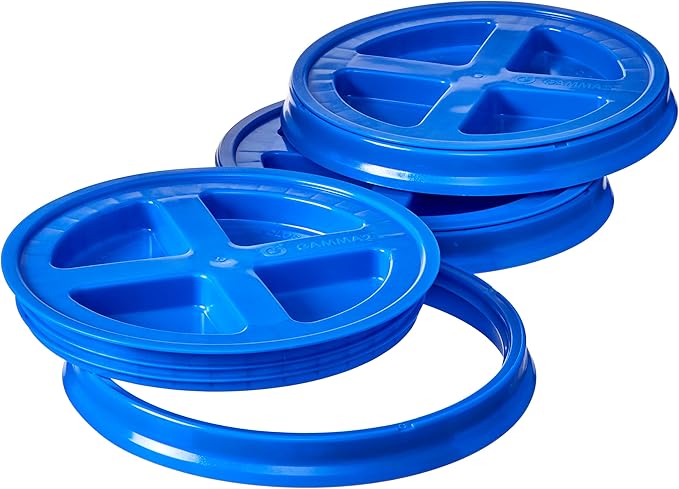 Gamma Seal Lids for 3.5 5 6 and 7 Gallon Buckets – Pack of 3 Blue Gamma Lids – Food Grade BPA Free Reusable Lids Made in USA