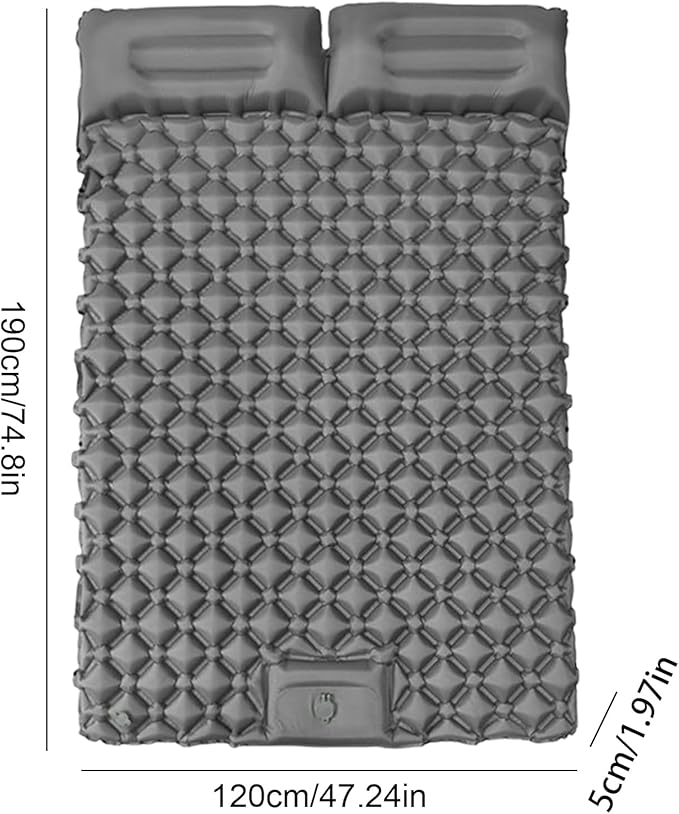 Inflatable Bed – 2 Person Camping Pad Waterproof Portable Travel Tent Sleeping Mat Compact Roll-Up Design Comfortable Rest Function Outdoor Gear for Fishing Hiking Parks Climbing Walking