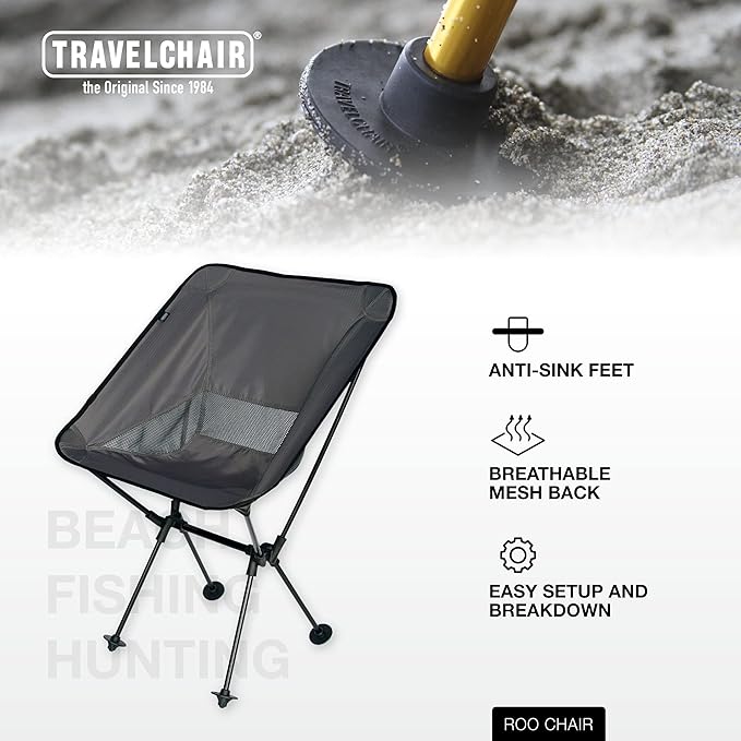 TravelChair Roo Camping Chair Wide &amp High Black