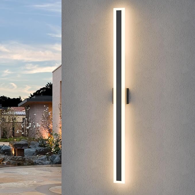 LamQee 47.2 Inch Long Outdoor Wall Lights Modern Exterior Lighting Fixtures for House Waterproof 3000K 38W 1900LM LED Linear Outdoor Wall Sconces Lighting for Porch Patio Garage Door Yard Indoor