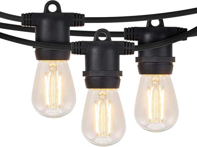 Brightech Ambience Pro 105Ft LED String Lights - 1W Commercial Grade Patio Lighting Outdoor Waterproof - Heavy Duty Dimmable Vintage Edison Porch Lights for Outside Backyard - 34 Bulbs Soft White