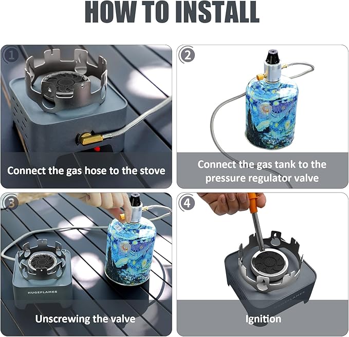 Propane Camping Stove with Carrying Case &amp Ignition Portable Gas Stove for Outdoor Camping BBQ Hiking