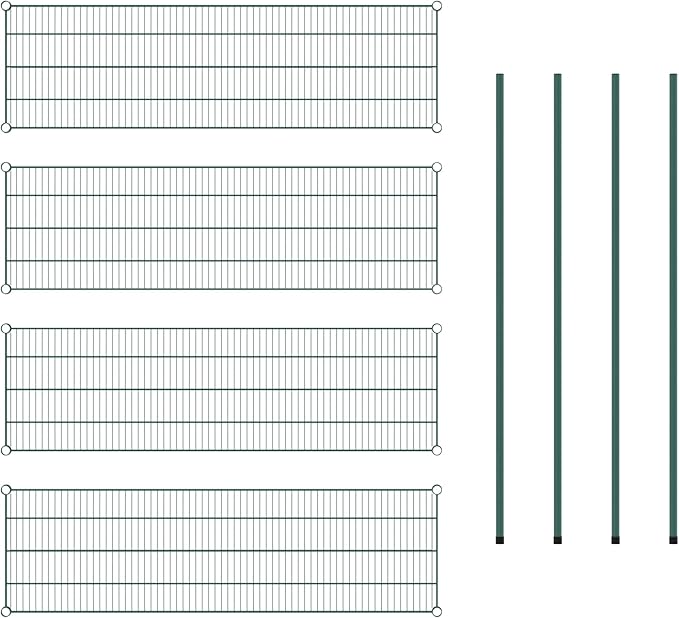 Commercial NSF Listed Green Epoxy Stationary Wire Shelving Kit 18 x 60 x 64 with 4 Shelves Perfect for Warehouse Walk-in Refrigerator Freezer Grocery Store Restaurant Dishroom