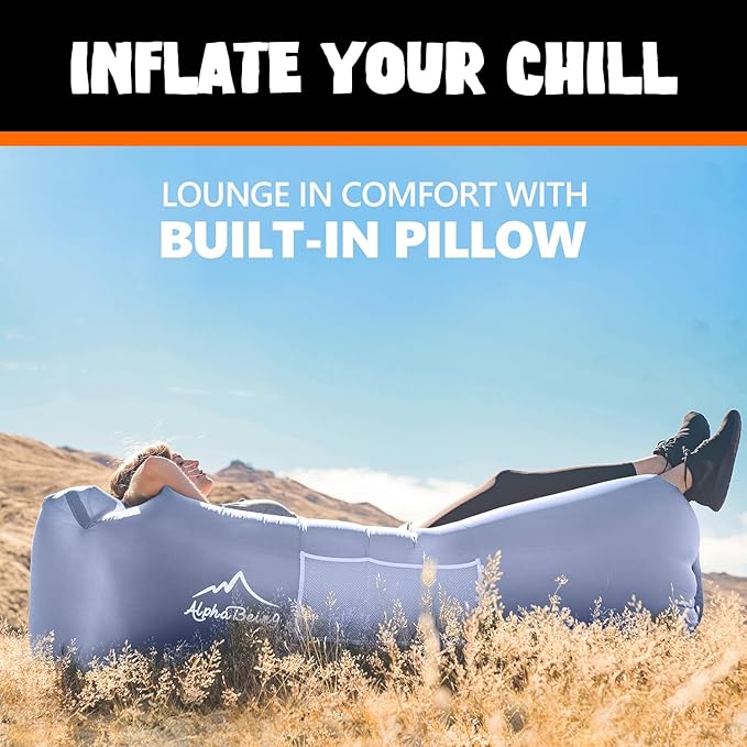 AlphaBeing Inflatable Lounger Beach Chair Accessories Air Sofa Hammock Inflatable Couch for Camping Backyard Lakeside with Compression Sacks Ideal Outdoor Gifts for Adults