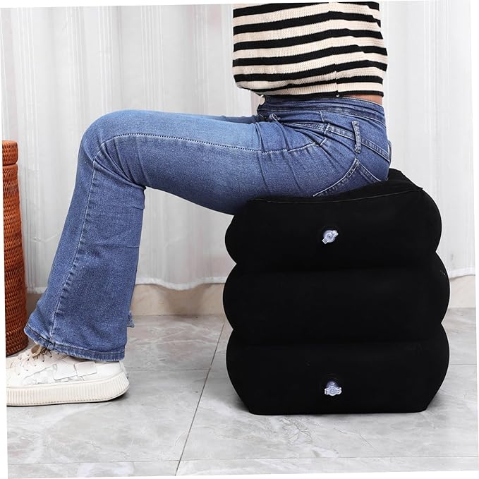 Mikikit Soft Leg Support Pillow for Airplane Car Inflatable Foot Rest for Travel