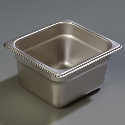 Carlisle FoodService Products DuraPan Food Pan 1/6 Size Stainless Steel Container for Storing and Serving Food in Commercial Kitchen 1.6 Qt 6 Count