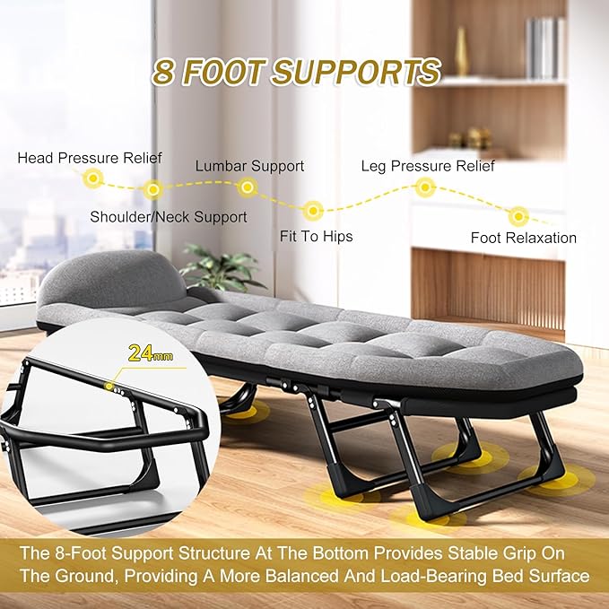 Camping Cot - Heavy Duty Portable Folding Bed with Cushion &amp Pillow for Comfortable Sleep Perfect for Outdoor Recreation and Camping Adventures