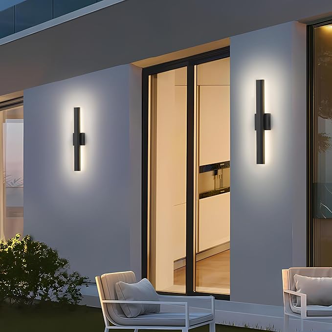 LamQee 23.6 In Aluminum Long Outdoor Wall Light 3000K 1600LM Integrated LED Waterproof IP65 Linear Modern Exterior Lighting Fixtures Wall Mount Outside Sconce for House Porch Patio Garage Front Door