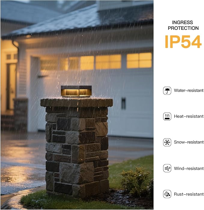 Outdoor Post Lights Hard Wired 7.9 AC100-240V Column Lights Waterproof Modern Pillar Light 3000K Fence Post Cap Light Deck LED Lamp Landscape Lighting for Patio Garden Yard Gate Posts