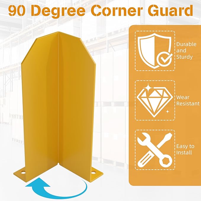 Nisorpa Pallet Rack Post Protectors 15 Pallet Racking Guards with Hardware L Shape Safety Yellow Pallet Edge Protectors Set of 2