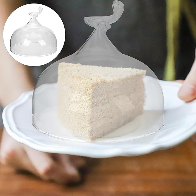 Glass Food Dome Cover for Cake and Bread 20cm High X 18.3cm Diameter Glass Protective Cake Stand Lid for Household and Restaurant Dessert Display