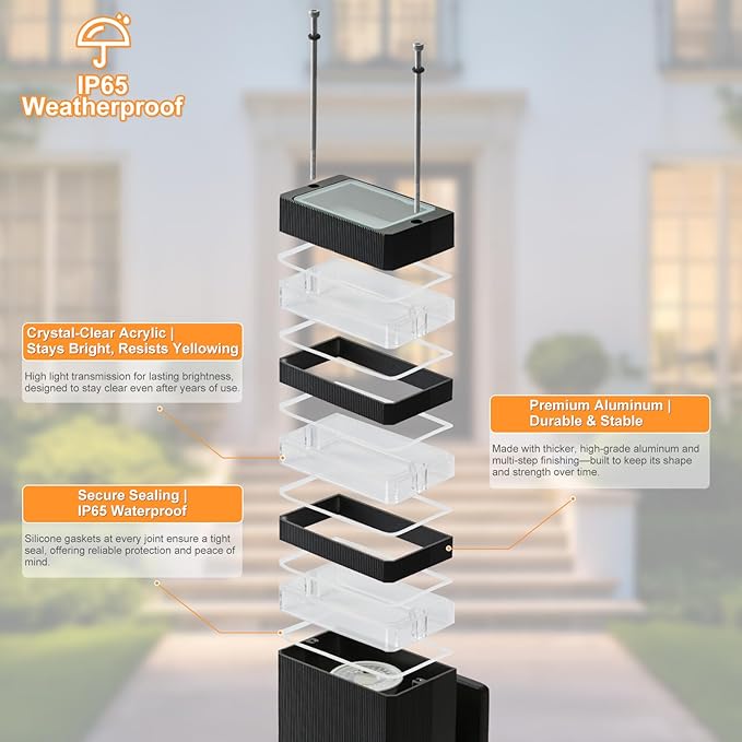 LMP 2 Packs Outdoor Wall Lights Up and Down LED Porch Lights IP65 Waterproof Aluminum Exterior Lighting Fixtures Outdoor Sconces Wall Lighting for House Front Door Garage (3000K Bulbs Included)