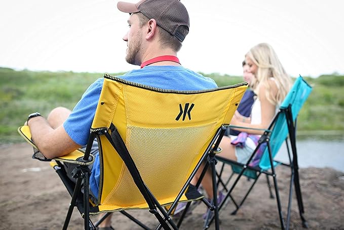 Kijaro Dual Lock Portable Camping Chairs - Versatile Outdoor Folding Sports &amp Lawn Chair - Locks Position Izamal Yellow