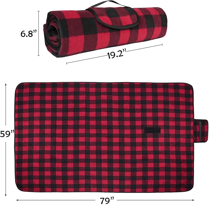 Tirrinia Large Waterproof Outdoor Blanket Soft Warm Windproof Stadium Blanket with Sherpa Fleece and Foldable for Outdoor Sport Baseball Football Beach Concerts Car