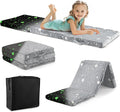 Costzon Foldable Floor Mattress for Kids Glow in The Dark Toddler Floor Nap Mat w/Washable Flannel Cover Tri-Folding Children Floor Bed for Sleeping Daycare Playroom School Kindergarten or Nursery