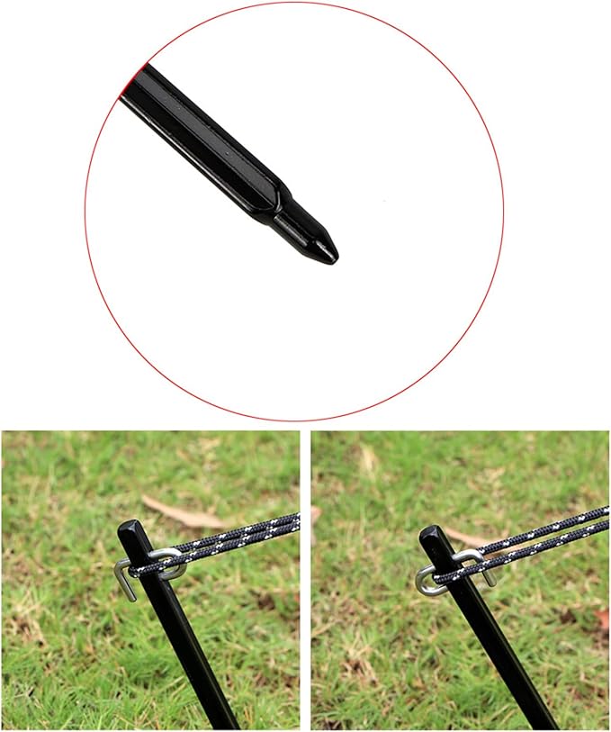 Camping Gear Camping Tent Stakes Aluminium Tent Stakes Peg Garden Ground Anchors with Hook Windproof Camp Tent Spikes Canopy Nails