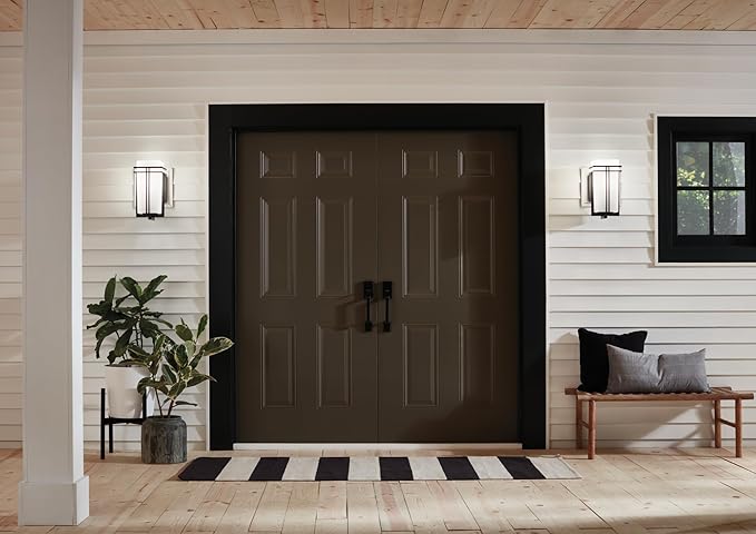 Kichler Tremillo 17.25 Outdoor Wall Lightin Black 1-Light Exterior Wall Sconce Porch Light with Satin Etched Cased Opal Glass (17.25 H x 8.5 W) 49202BK