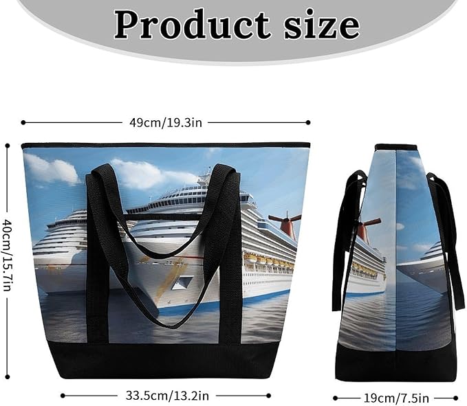 Insulated Shopping BagLarge Reusable Cooler Bags Cruise Ship1 Printed Foldable Shopping BagTravel Waterproof Shoulder Bag