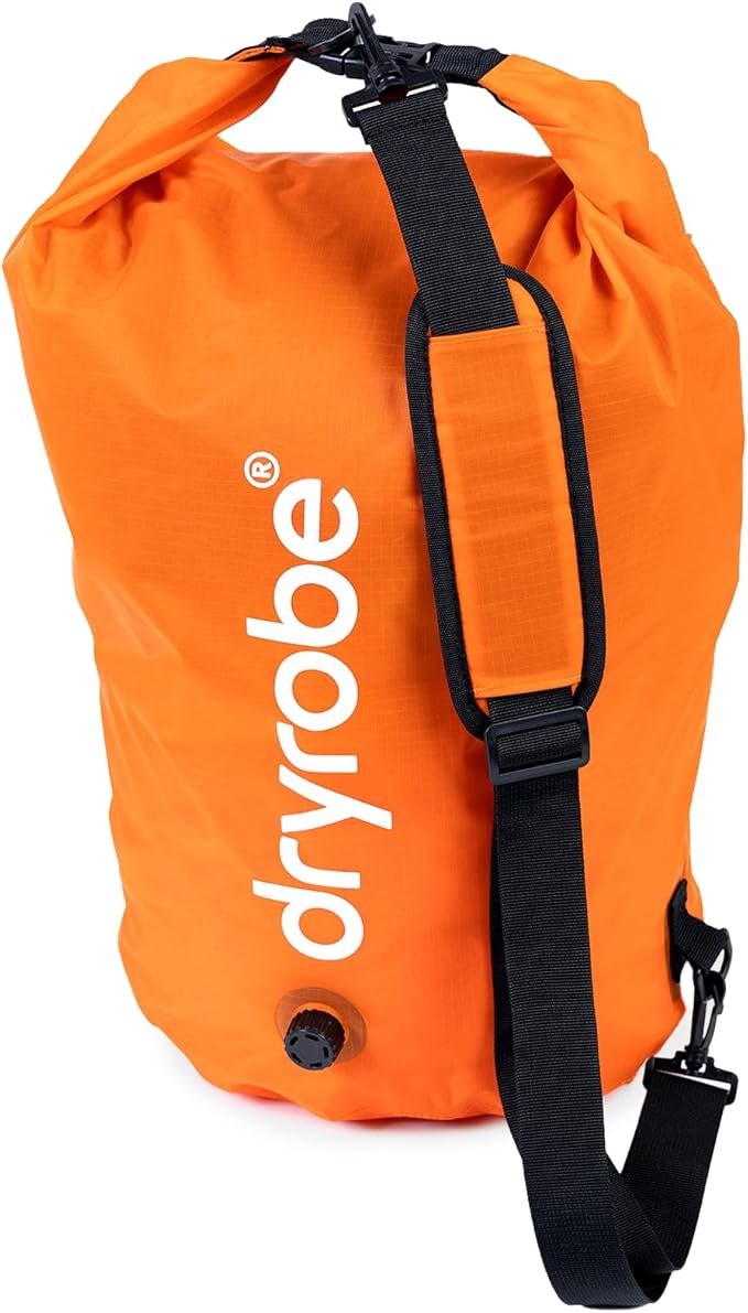 Dryrobe Travel Compression Bag - Large Compact Waterproof Bag for Travel &amp Sports Storage - Wet Bags for Swimming/Surfing/OCR - Stuff Sack for Wet Clothes with Roll Up Closure - 33 L - Orange