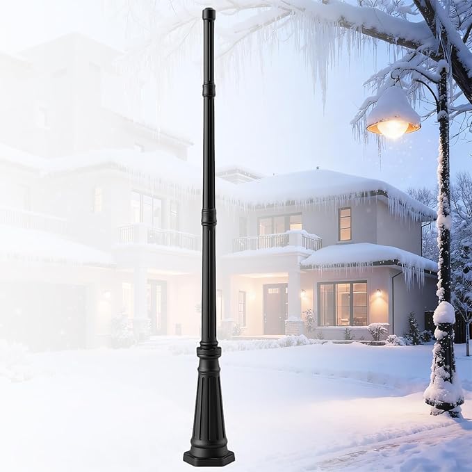 Universal Outdoor Post Light Pole Black Cast Aluminum Pole with 2.36 Fitter Mount 79in Tall Traditional Street Light Lamp Post for Pathway Driveway Parking Yard Entrance Lighting