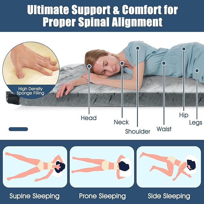 Goplus Memory Foam Camping Mattress Portable Roll up Sleeping Pad w/Anti-Slip Bottom Travel Bag Single/Twin Waterproof Floor Mat Guest Bed